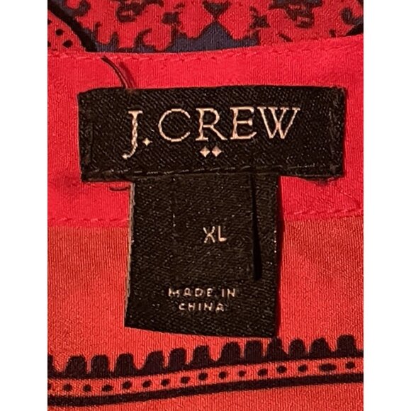 J. Crew Asian Inspired Paisley Henley Tunic Top Size XL Red Long Sleeve - Picture 9 of 11